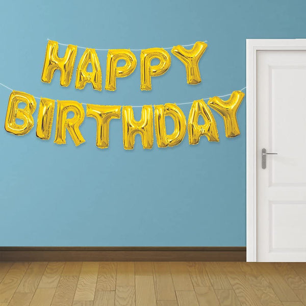 Unique Party Gold Foil Happy Birthday Balloon Banner Kit