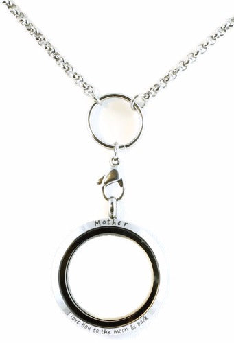 Mother I Love You To The Moon And Back Floating Charm Locket Necklace