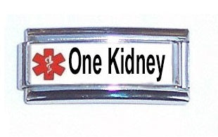 One Kidney Medical Alert Super Link Charm For 9mm Italian charm Bracelets