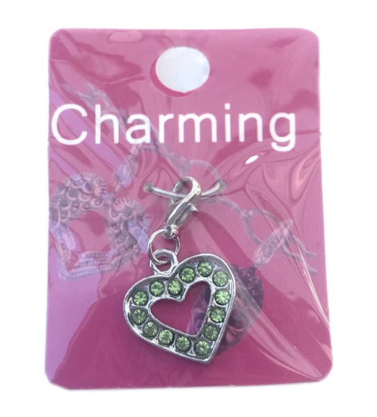 Peridot Heart Clip On Charm
