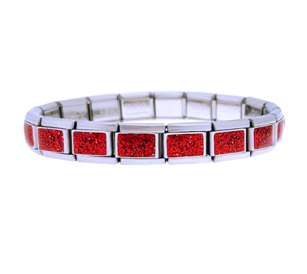 Ruby Red Glitter 9mm Italian Charm Starter Bracelet