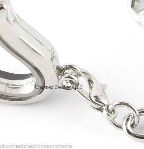 CZ Heart Floating Charm Locket Bracelet With Security Clasp