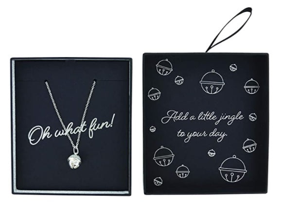 Festive Finery Bells And Bows Christmas Charm Necklace In Gold Or Silver