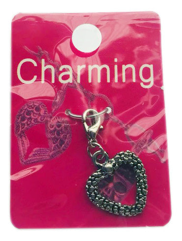 Textured Heart Clip On Charm