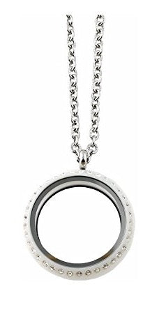 30mm White Acrylic Screw Top Floating Charm Locket Necklace